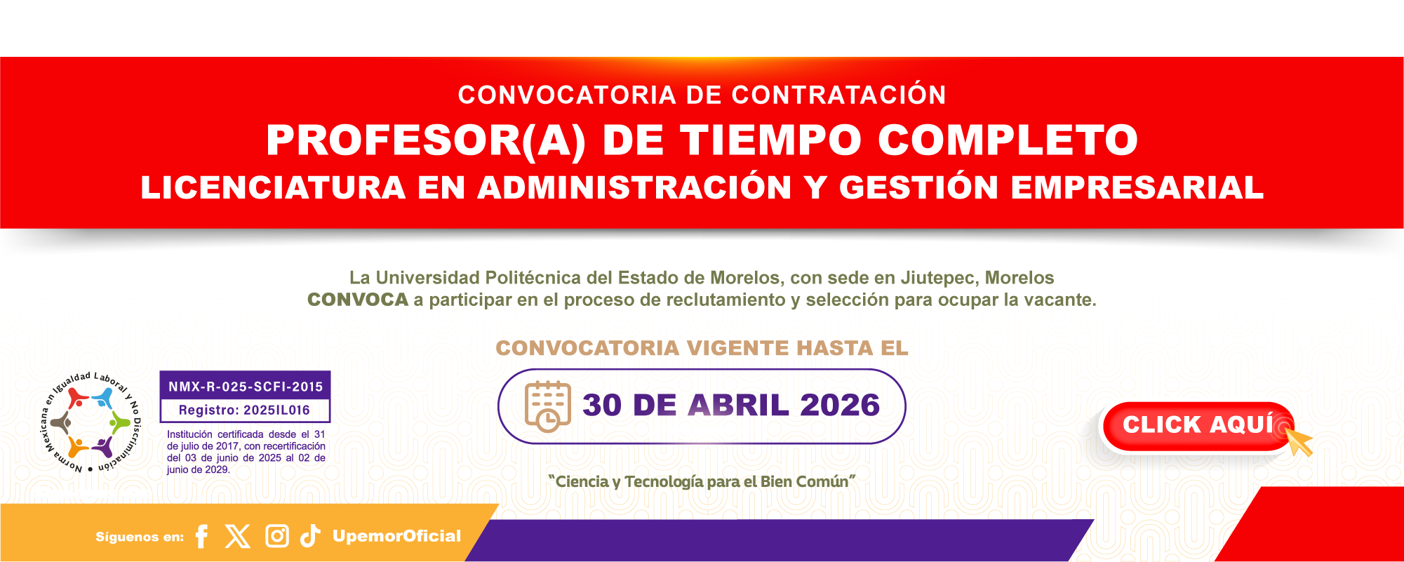 PROFESOR/A DE TIEMPO COMPLETO LAE